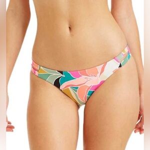 Billabong Wild Sun Low Rider Bikini Bottom Floral‎ Tropical Hawaiian pink green